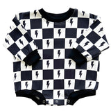 Bubble Romper | Charcoal Bolts - HoneyBug 