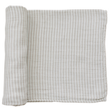 Taupe Stripe Muslin Swaddle Blanket - HoneyBug 