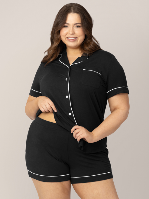 Clea Bamboo Classic Short Sleeve Pajama Set | Black - HoneyBug 