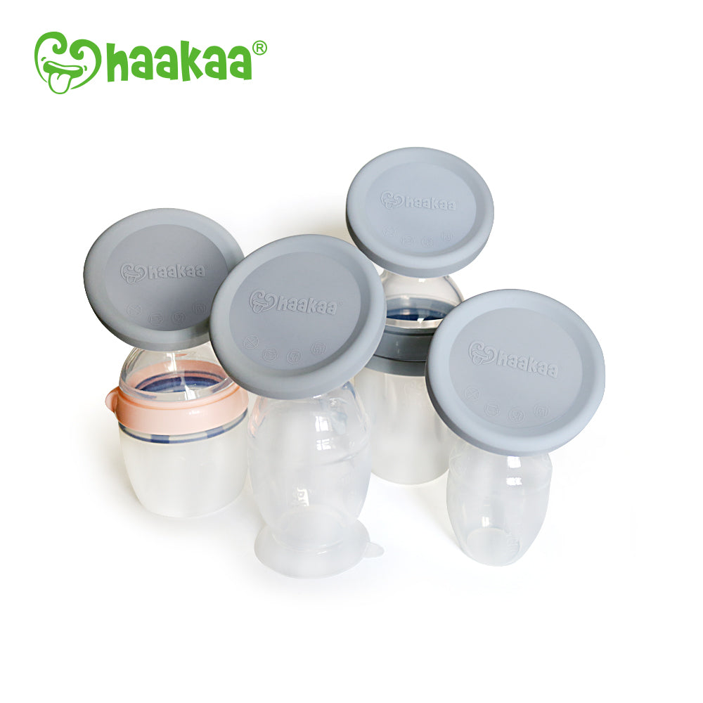 Haakaa Silicone Breast Pump Lid - Grey - HoneyBug 