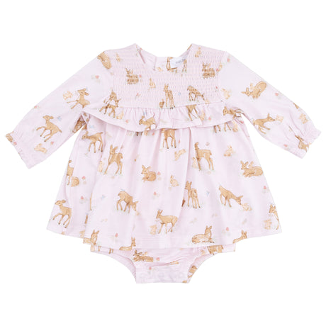 Long Sleeve Smocked Ruffle Bubble with Skirt - HoneyBug 