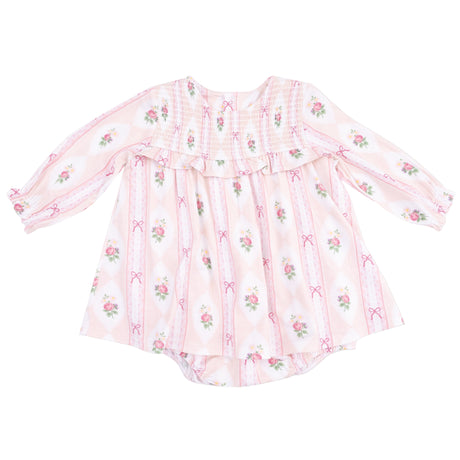 Long Sleeve Smocked Ruffle Bubble with Skirt - HoneyBug 