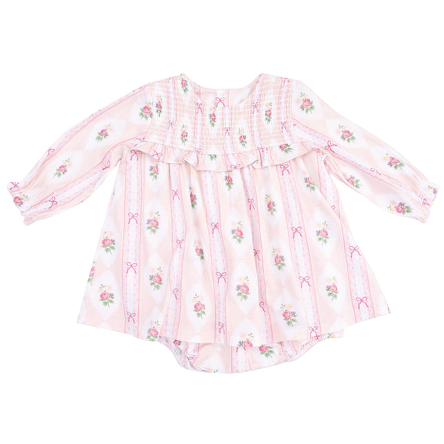 Long Sleeve Smocked Ruffle Bubble with Skirt - HoneyBug 