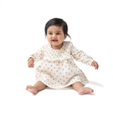 Long Sleeve Smocked Ruffle Bubble with Skirt - Petite Pointe Fleur - HoneyBug 