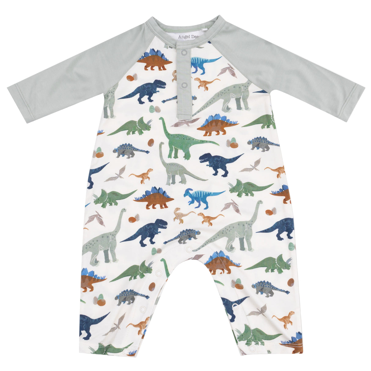 Long Sleeve Raglan Henley Romper - HoneyBug 