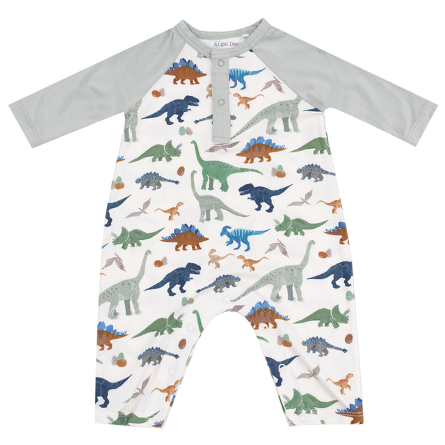 Long Sleeve Raglan Henley Romper - HoneyBug 