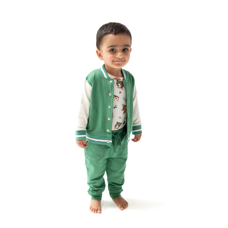 Letterman Jacket - Green - HoneyBug 