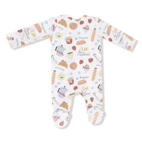 2 Way Zipper Footie - Bonjour Breakfast - HoneyBug 