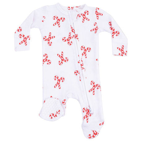2 Way Zipper Footie - Candy Canes - HoneyBug 