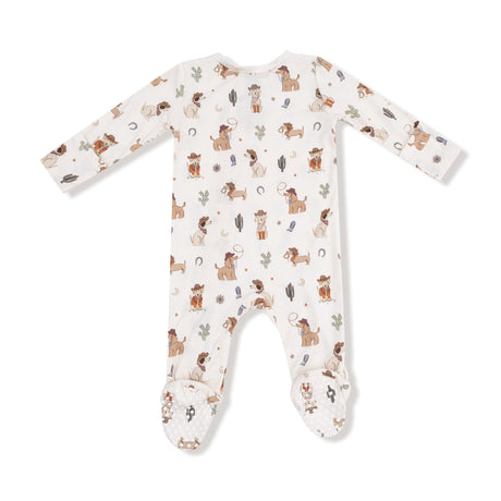 2 Way Zipper Footie - Cowboy Dogs - HoneyBug 