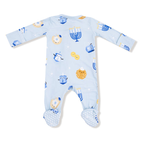 Hanukkah - Blue - 2 Way Zipper Footie - HoneyBug 