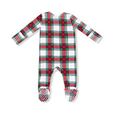 2 Way Zipper Footie - Holiday Plaid - HoneyBug 