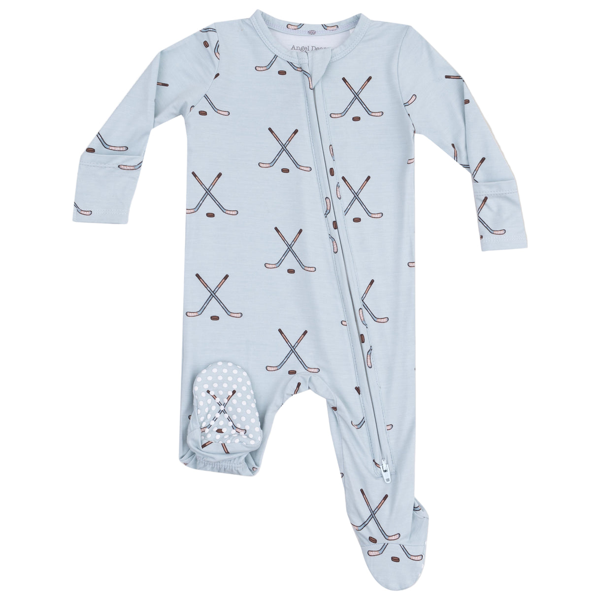 2 Way Zipper Footie - Hockey - Stone Blue - HoneyBug 