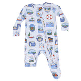 2 Way Zipper Footie - Lake Stickers - HoneyBug 