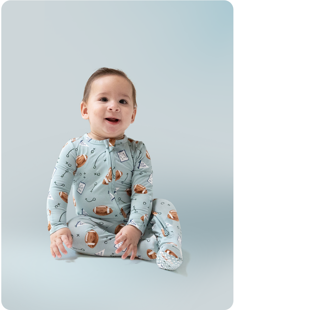 2 Way Zipper Footie - Touchdown Time Grey Mist - HoneyBug 