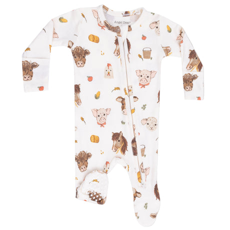 2 Way Zipper Footie - Vintage Baby Farm Animals - HoneyBug 