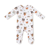 2 Way Zipper Footie - Woodland Animal Faces - HoneyBug 