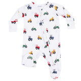 2 Way Zipper Footie - Mini Tractors - HoneyBug 