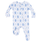 Blue Argyle - 2 Way Zipper Footie