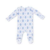 Blue Argyle - 2 Way Zipper Footie