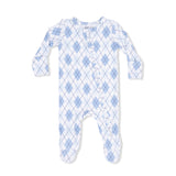 Blue Argyle - 2 Way Zipper Footie