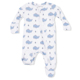 Bubbly Sailor Whales Blue - 2 Way Zipper Footie