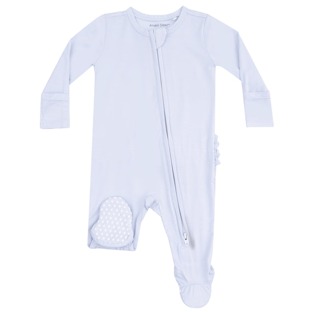 2 Way Zipper Ruffle Back Footie - Arctic Ice - HoneyBug 