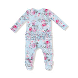 2 Way Zipper Ruffle Back Footie - Charlotte Floral - HoneyBug 