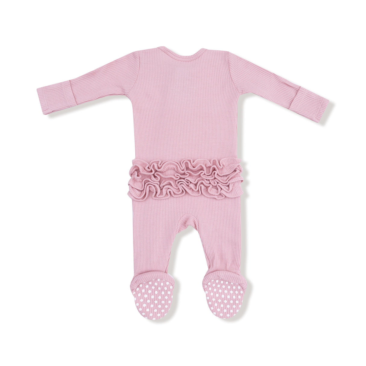 2 Way Zipper Ruffle Back Footie - Cameo Pink - HoneyBug 
