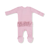 2 Way Zipper Ruffle Back Footie - Cameo Pink - HoneyBug 