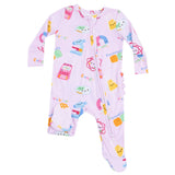 2 Way Zipper Ruffle Back Footie - Future Scientist - Pink - HoneyBug 