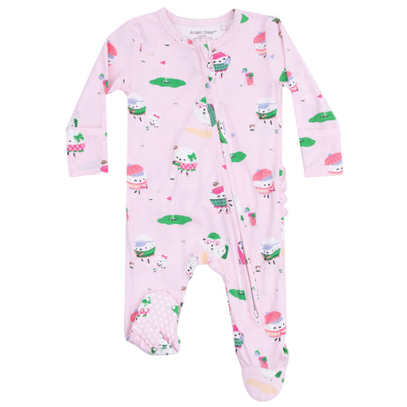 2 Way Zipper Ruffle Back Footie - Golf Pros - Pink - HoneyBug 