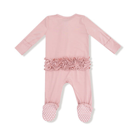 2 Way Zipper Ruffle Back Footie - Mellow Rose - HoneyBug 