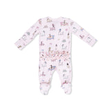 Fancy Hounds with Bows - 2 Way Ruffle Back Zipper Footie