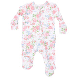 Cute Little Roses - 2 Way Ruffle Back Zipper Footie