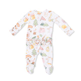 Camping Pink - 2 Way Ruffle Back Zipper Footie