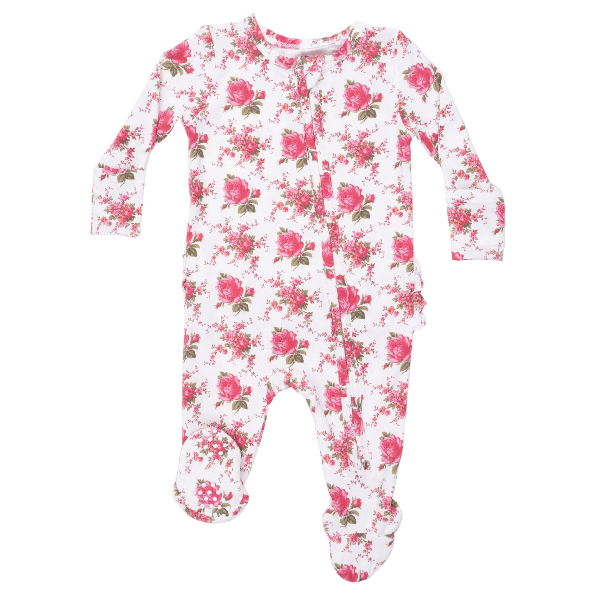 Elegant Roses - 2 Way Ruffle Back Zipper Footie