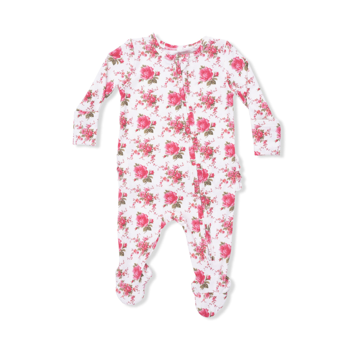 Elegant Roses - 2 Way Ruffle Back Zipper Footie