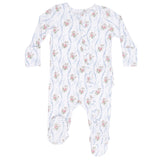 Heirloom Rose Stripe - 2 Way Ruffle Back Zipper Footie