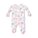 Rodeo Patches Pink - 2 Way Ruffle Back Zipper Footie
