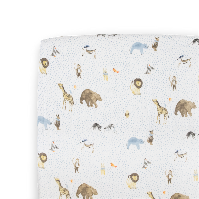 Cotton Muslin Crib Sheet - Party Animals - HoneyBug 