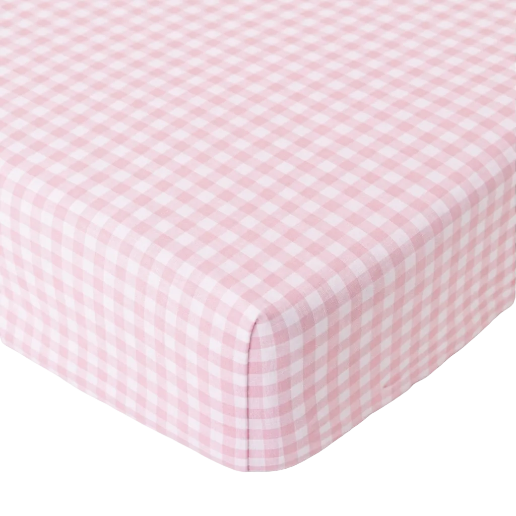 Rosey Pink Gingham Crib Sheet