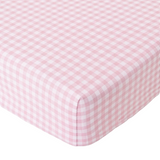 Rosey Pink Gingham Crib Sheet