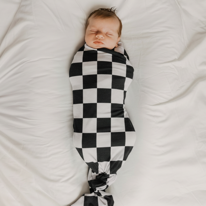 Race Black & White Checkered Stretch Swaddle