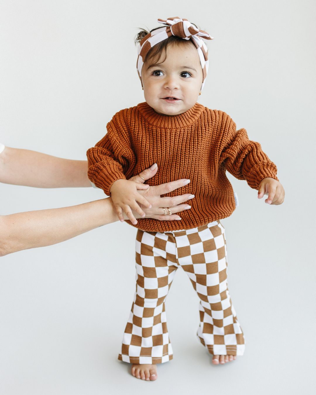Checkered Flare Pants | Copper - HoneyBug 