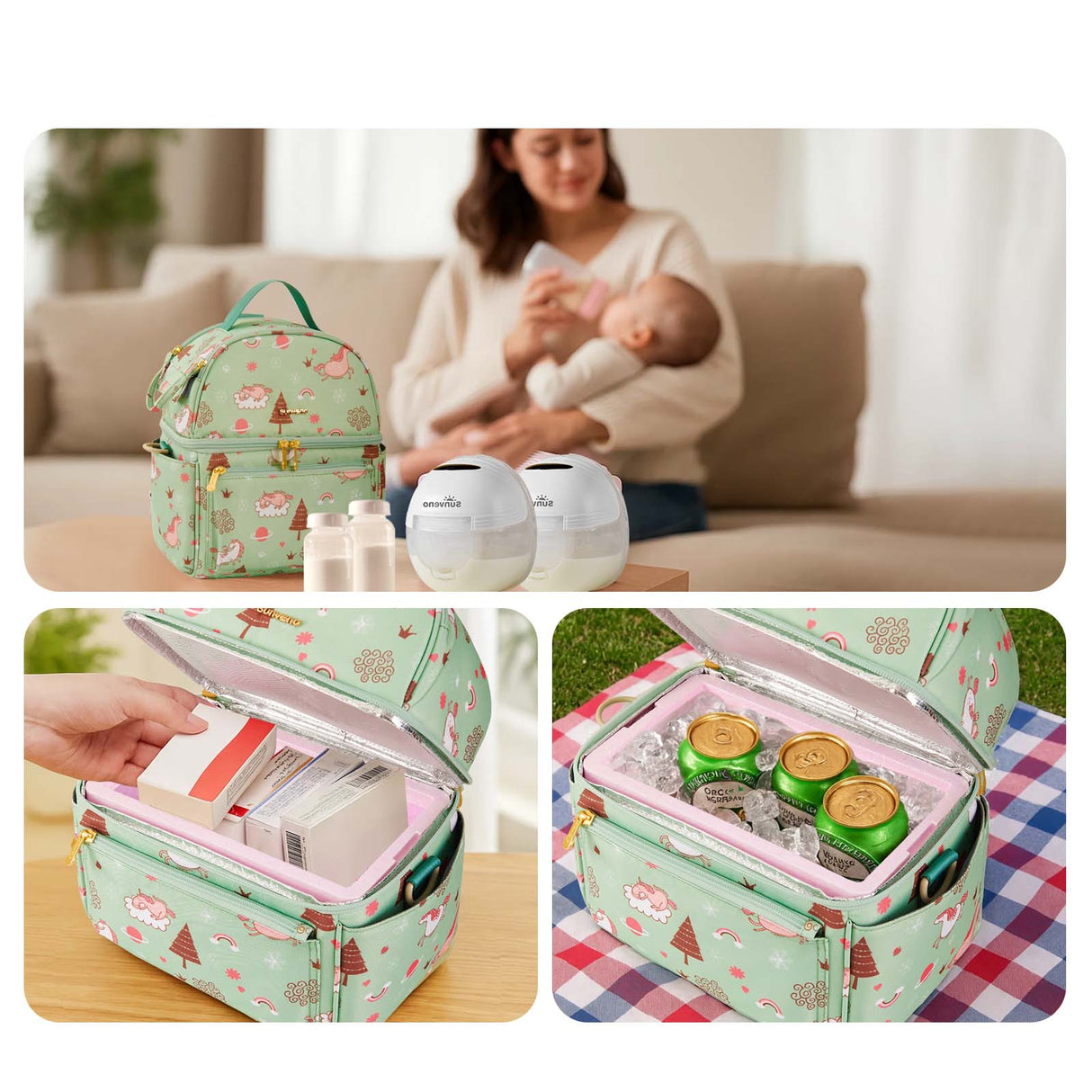 Breastmilk Cooler Bag with Detachable Insulation Box Set