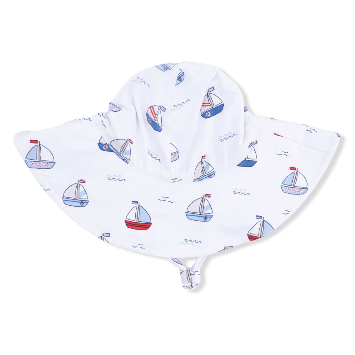 Bubbly Sailboats Blue - Wide Brim Sun Hat