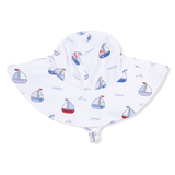 Bubbly Sailboats Blue - Wide Brim Sun Hat