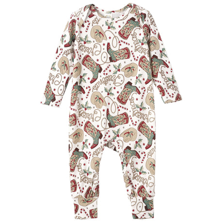 Western Christmas Baby Bamboo Romper – Cowboy Holiday Style - HoneyBug 