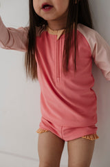 Girl's Zip Rash Guard Swimsuit